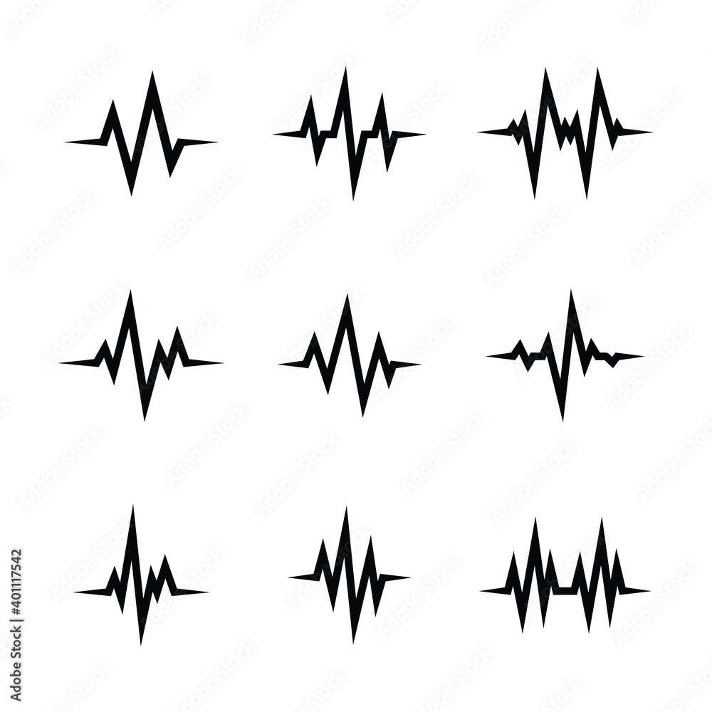 Collection of heart beat wave. Cardiogram in form of line. Collection of heart beat wave. Cardiogram in form of line.