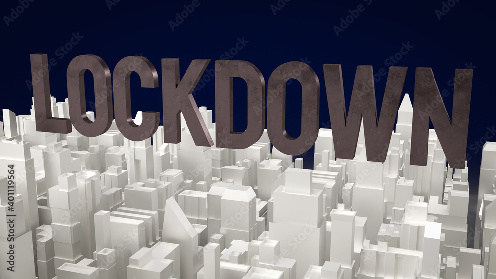 Obraz premium The text lockdown and city building for medical content 3d rendering