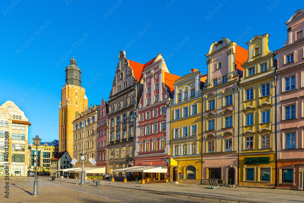 Image of Wroclaw Market Square in Poland with old buildings