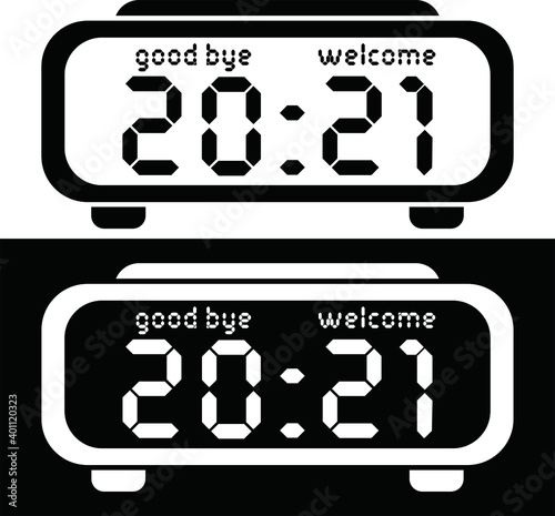 icon vector - goodbye today 2020 and welcome tomorrow 2021