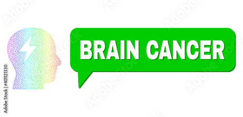 Brain Cancer and brainstorming vector. Spectrum colored net brainstorming, and conversation Brain Cancer cloud frame. Conversation colored Brain Cancer cloud has shadow.