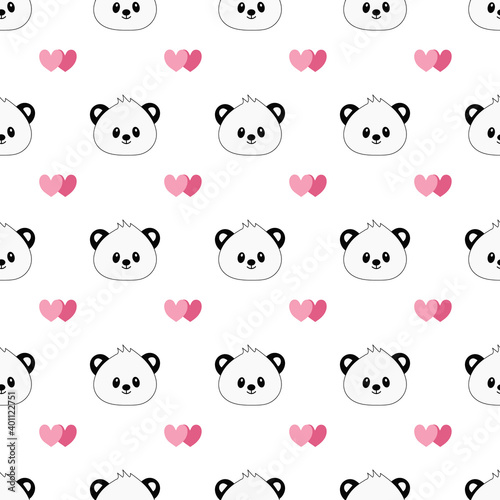 Tableau sur toile Seamless pattern with cute cartoon panda. Vector illustration.
