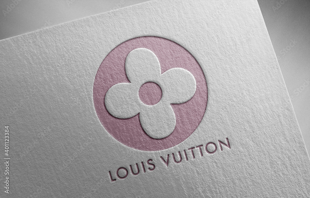 Louis vuitton icon paper texture logo 3d illustration Stock Photo
