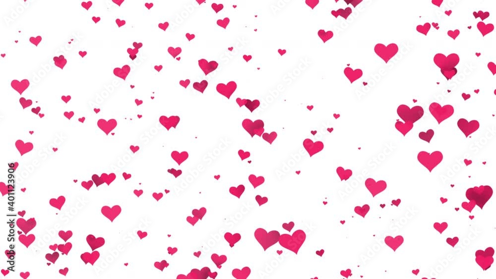 Mini Red Hearts floating animation on white background. valentine concept idea. motion footage.