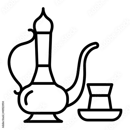Dallah Concept, Coffea arabica beans Vector Icon Design, Arab culture and traditions Symbol on white background, Islamic and Muslim practices Sign,