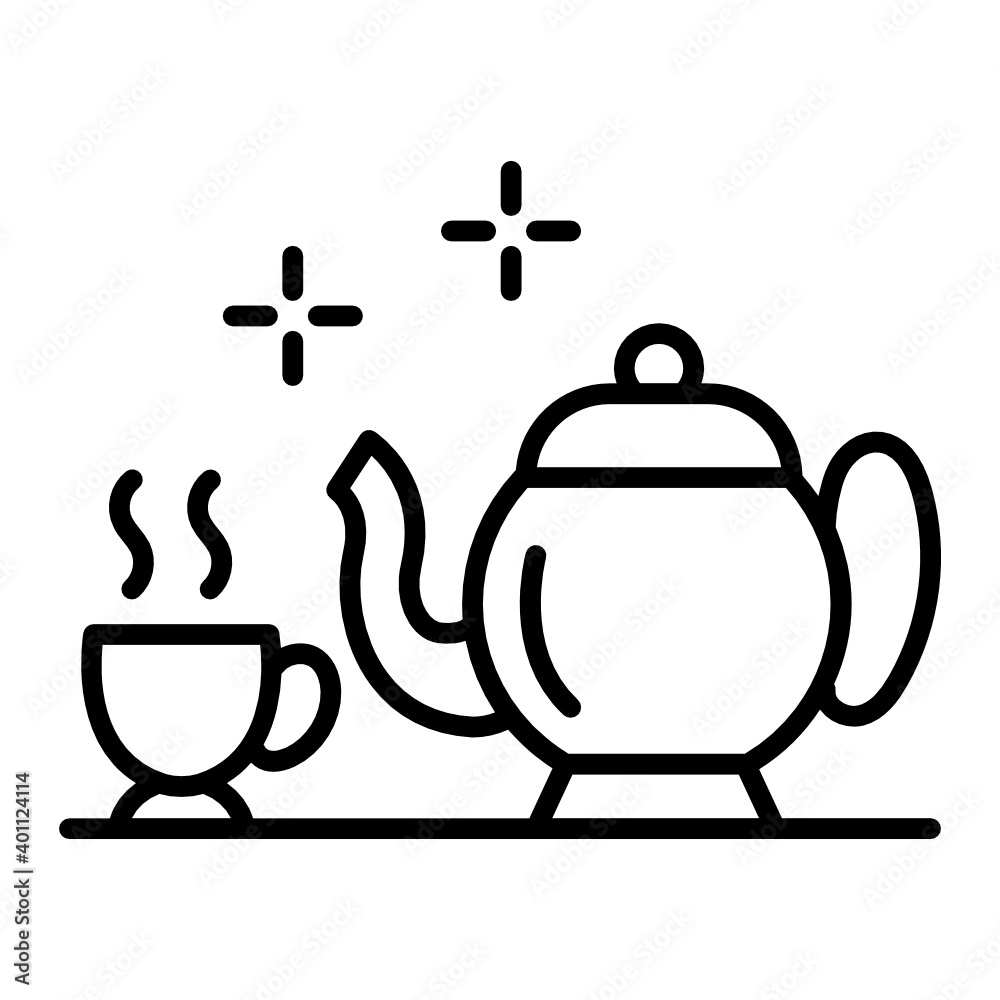 Obraz premium Arabic coffee Concept, Hot Drink Vector Icon Design, Arab culture and traditions Symbol on white background, Islamic and Muslim practices Sign,