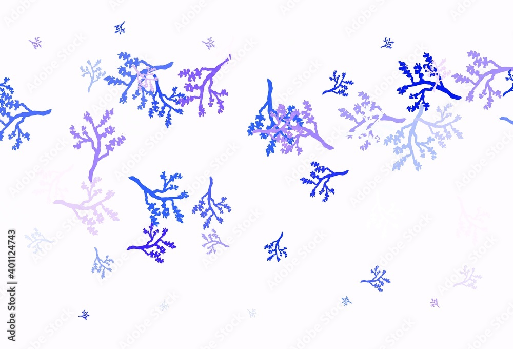 Fototapeta premium Light Purple vector doodle pattern with branches.