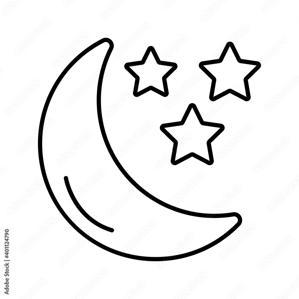 crescent moon and stars weather line style icon crescent moon and stars weather line style icon