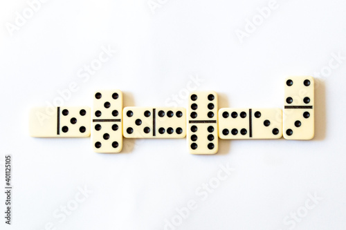 Top view of a white domino board  photo