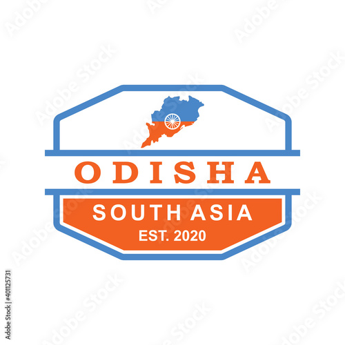 Odisha Map Vector , India Logo