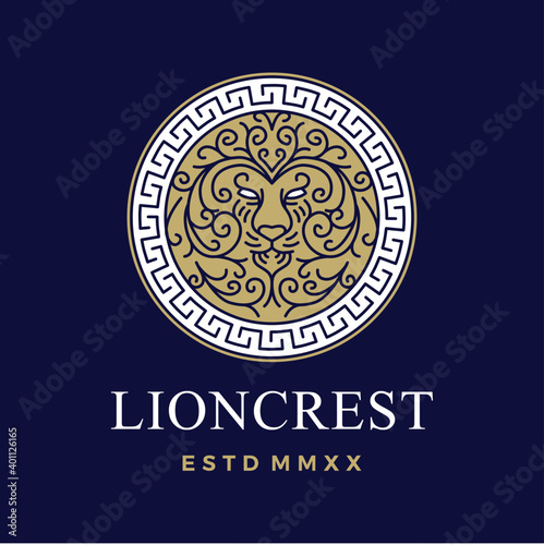lion round seal crest logo vector icon illustration