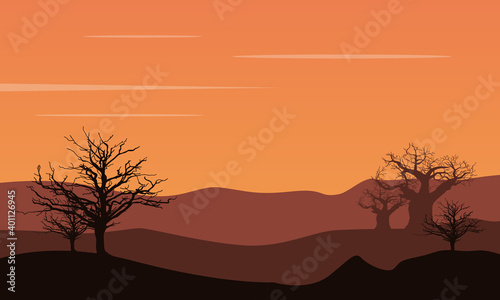 Amazing twilight scenery in flat land in the afternoon. City vector