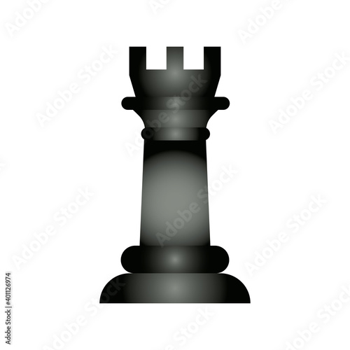 black rook chess piece flat style icon