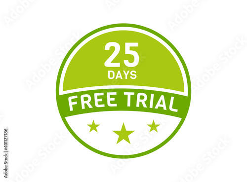 25 days free trial. 25 day Free trial badges