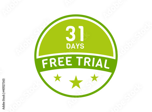 31 days free trial. 31 day Free trial badges