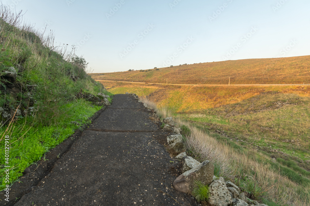Footpath and Galilee landscape in Chorazin (Korazim)