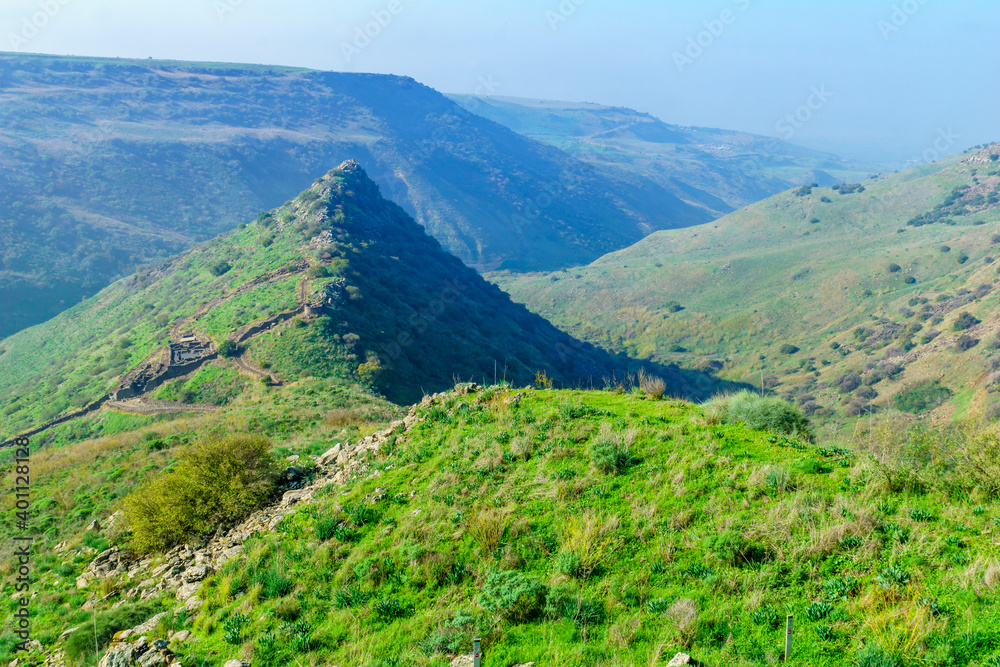 Gamla fortress and nearby landscape. The Golan Heights