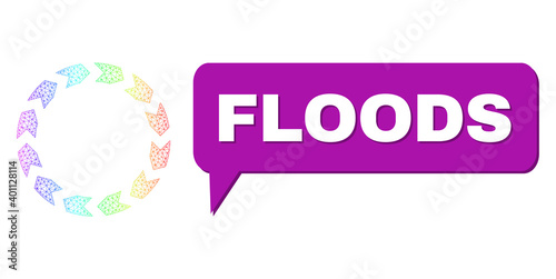 Floods and circulation composition. Spectrum colored mesh circulation, and conversation Floods bubble frame. Conversation colored Floods bubble has shadow.