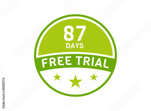 87 days free trial. 87 day Free trial badges