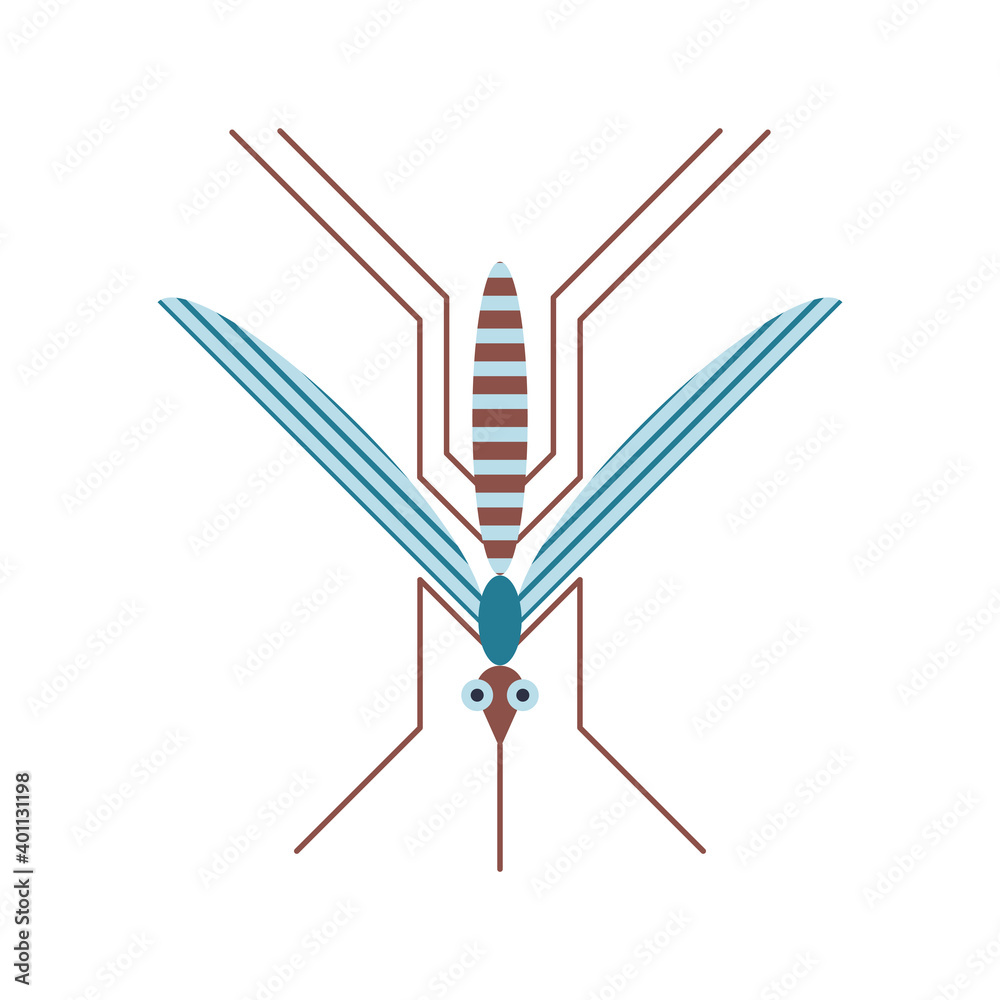 Mosquito Insect Icon in Geometric Flat Style