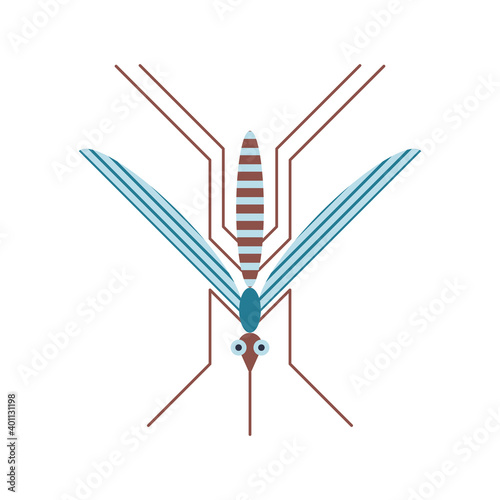 Mosquito Insect Icon in Geometric Flat Style
