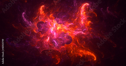 3D rendering abstract multicolor fractal light background