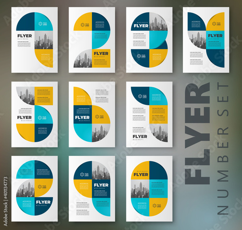Flyer number theme set brochure design template vector