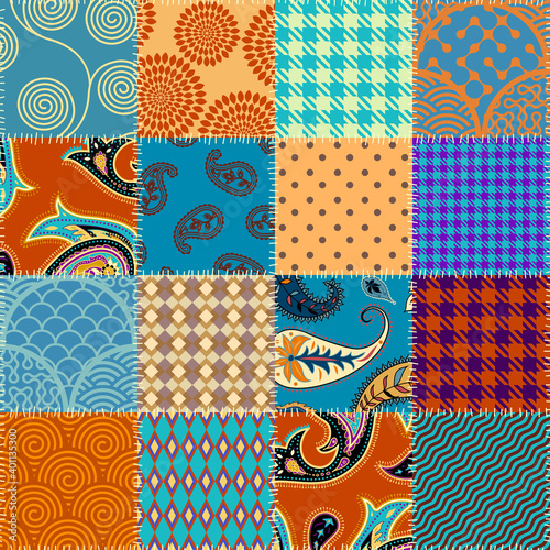 Seamless background pattern. Textile patchwork pattern. Vector image