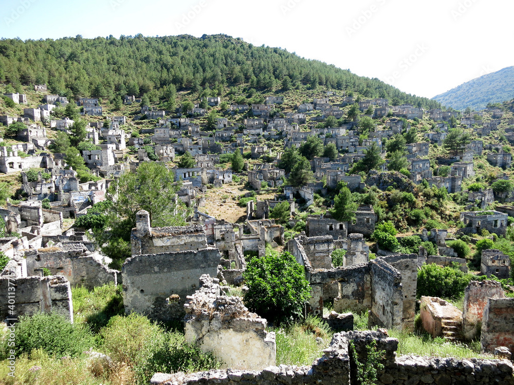 The Kayakoy ghost town in Turkey