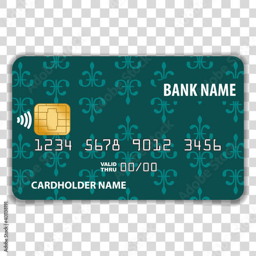 Payment card isolated on transparent background. Mock Up Template. Vector illustration 