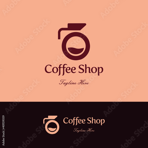 Initial letter O for Coffee shop and store logo concept with fluid icon and teapot