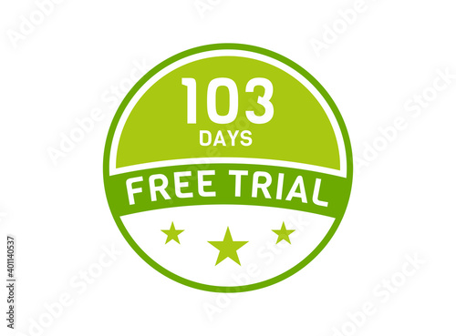 103 days free trial. 103 day Free trial badges