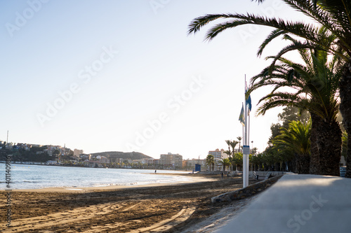 Beach area with promenade and park