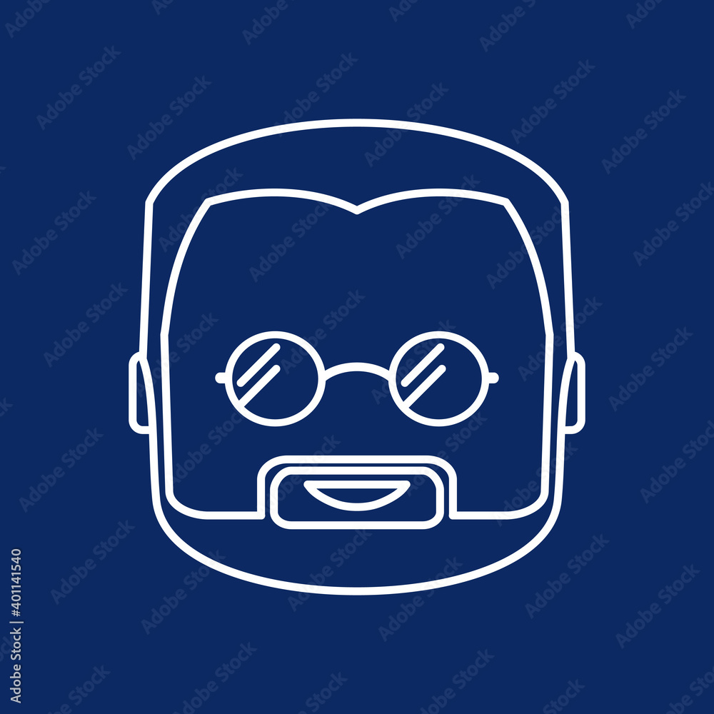 An elderly man, a grandfather with a beard and glasses.only the outline of a smiling face, icon, or avatar in a cartoon, flat style. Isolated vector illustration An elderly man, a grandfather with a beard and glasses.only the outline of a smiling face, icon, or avatar in a cartoon, flat style. Isolated vector illustration