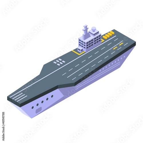 Combat aircraft carrier icon. Isometric of combat aircraft carrier vector icon for web design isolated on white background