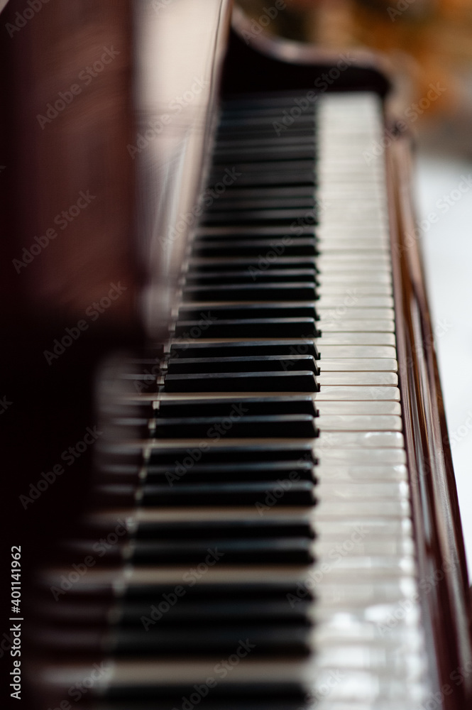 Piano. Close-up keys. Selective focus Piano. Close-up keys. Selective focus