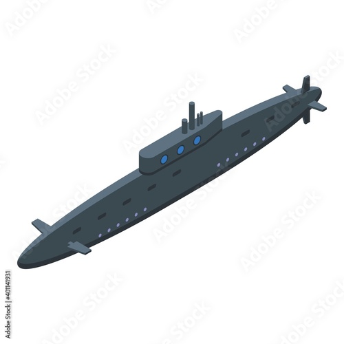 Military submarine icon. Isometric of military submarine vector icon for web design isolated on white background
