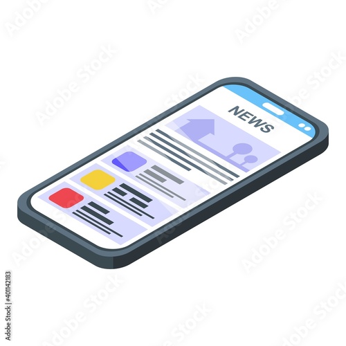 Smartphone news reportage icon. Isometric of smartphone news reportage vector icon for web design isolated on white background