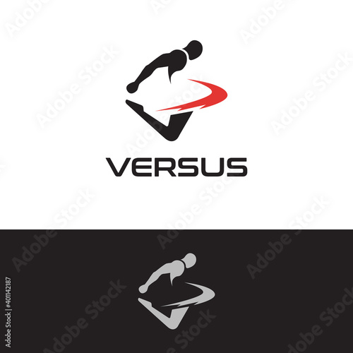 Kick jump action mixed martial arts sport illustration logo