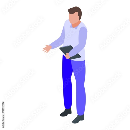 Producer reportage icon. Isometric of producer reportage vector icon for web design isolated on white background