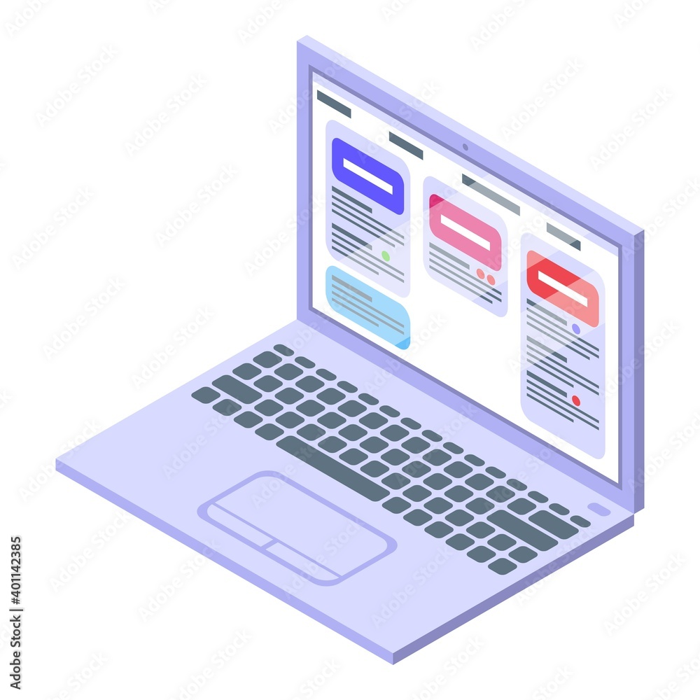 Laptop assignment icon. Isometric of laptop assignment vector icon for web design isolated on white background Laptop assignment icon. Isometric of laptop assignment vector icon for web design isolated on white background