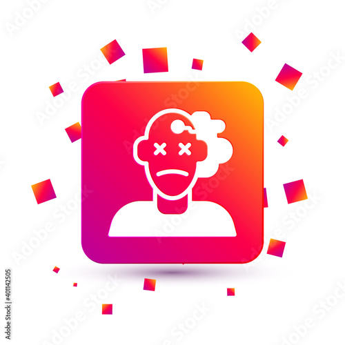 White Murder icon isolated on white background. Body, bleeding, corpse, bleeding icon. Concept of crime scene. Square color button. Vector.