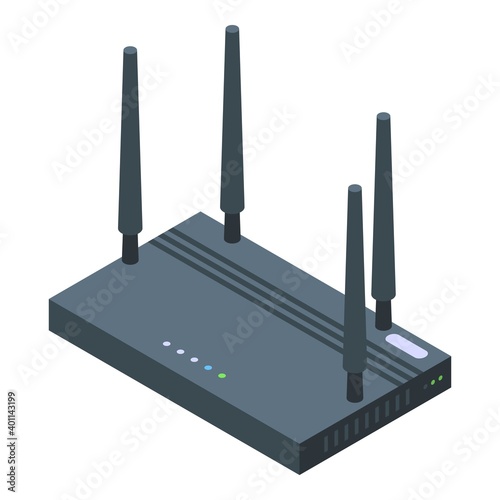 Wifi router icon. Isometric of wifi router vector icon for web design isolated on white background