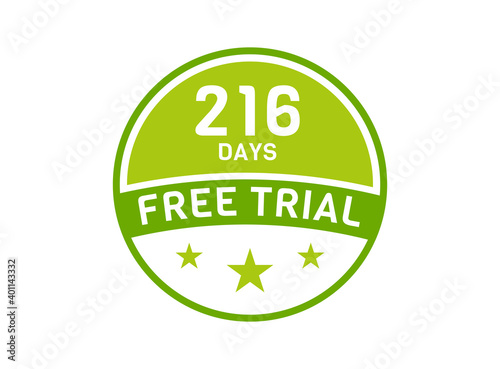 216 days free trial. 216 day Free trial badges