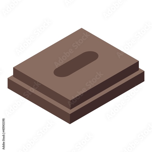 Fototapeta Naklejka Na Ścianę i Meble -  Piece chocolate bar icon. Isometric of piece chocolate bar vector icon for web design isolated on white background