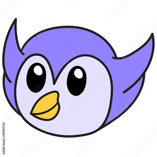 cute bird head emoticon, doodle kawaii. doodle icon image