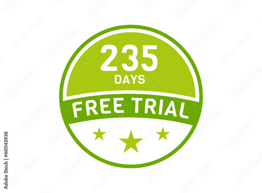235 days free trial. 235 day Free trial badges