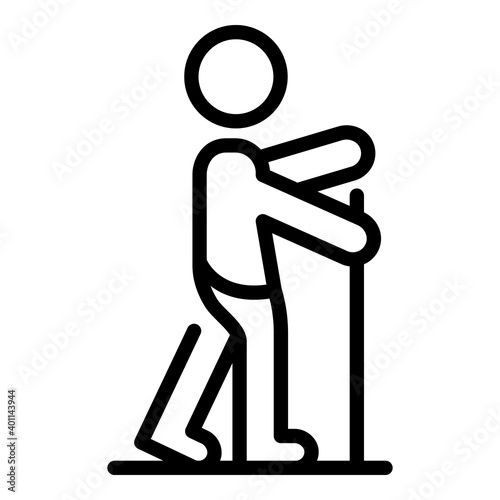 Kid nordic walking icon. Outline kid nordic walking vector icon for web design isolated on white background