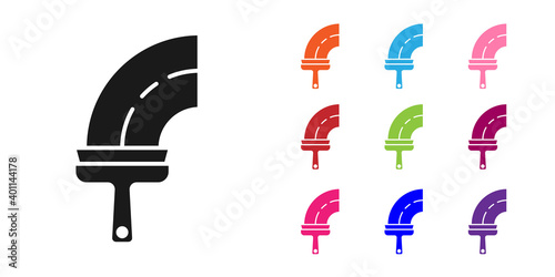 Black Cleaning service with of rubber cleaner for windows icon isolated on white background. Squeegee, scraper, wiper. Set icons colorful. Vector.