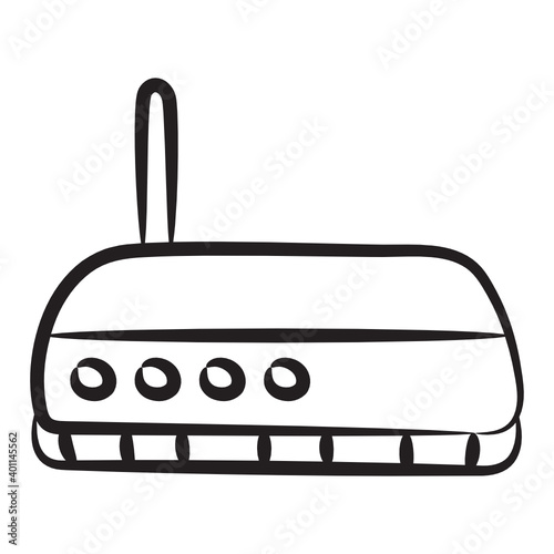 
Internet service with wireless wifi router, doodle icon for apps and websites
